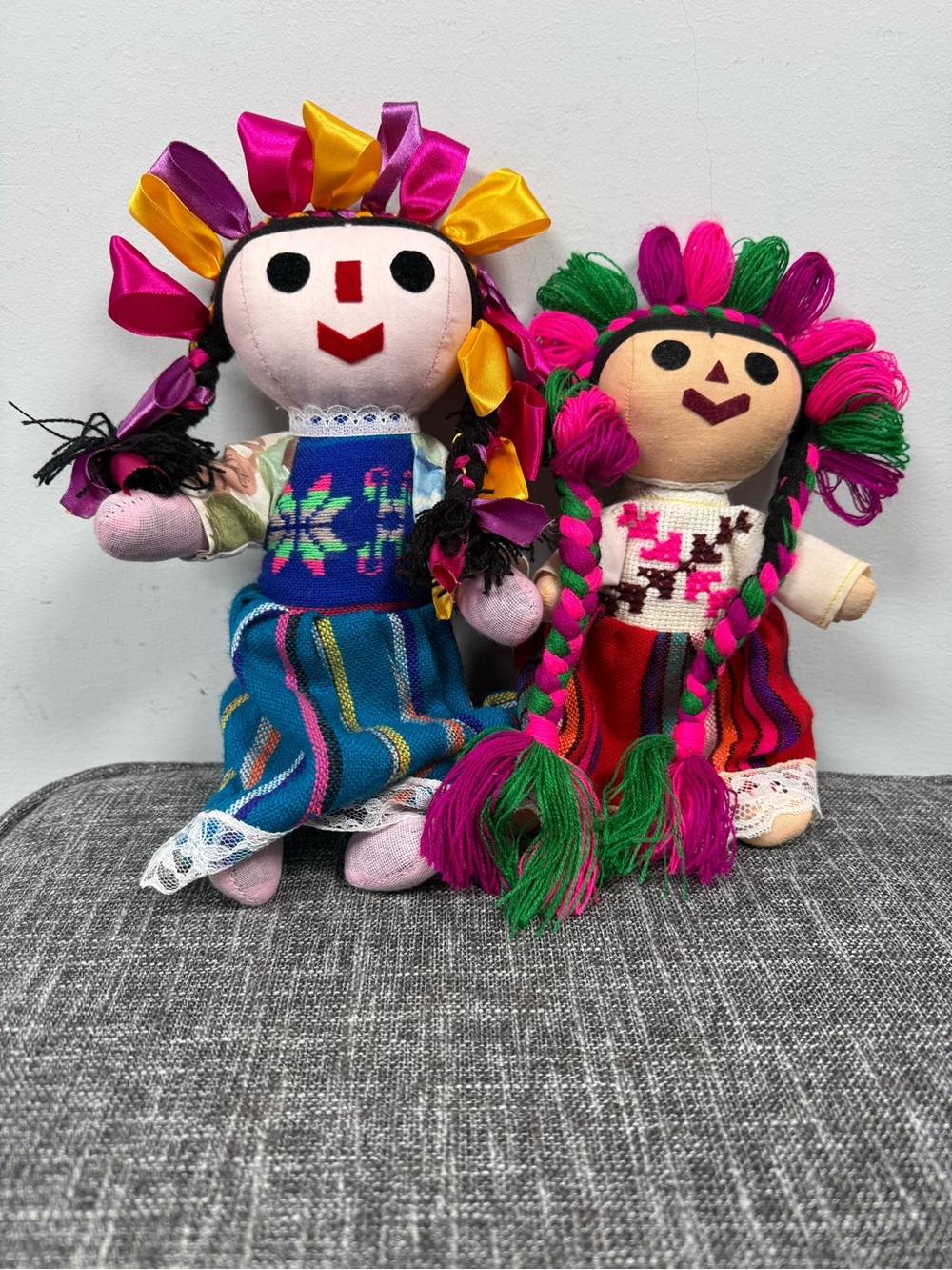 Handmade Mexican Lele Rag Doll Authentic Otomi Folk Art Set of 2 Dolls